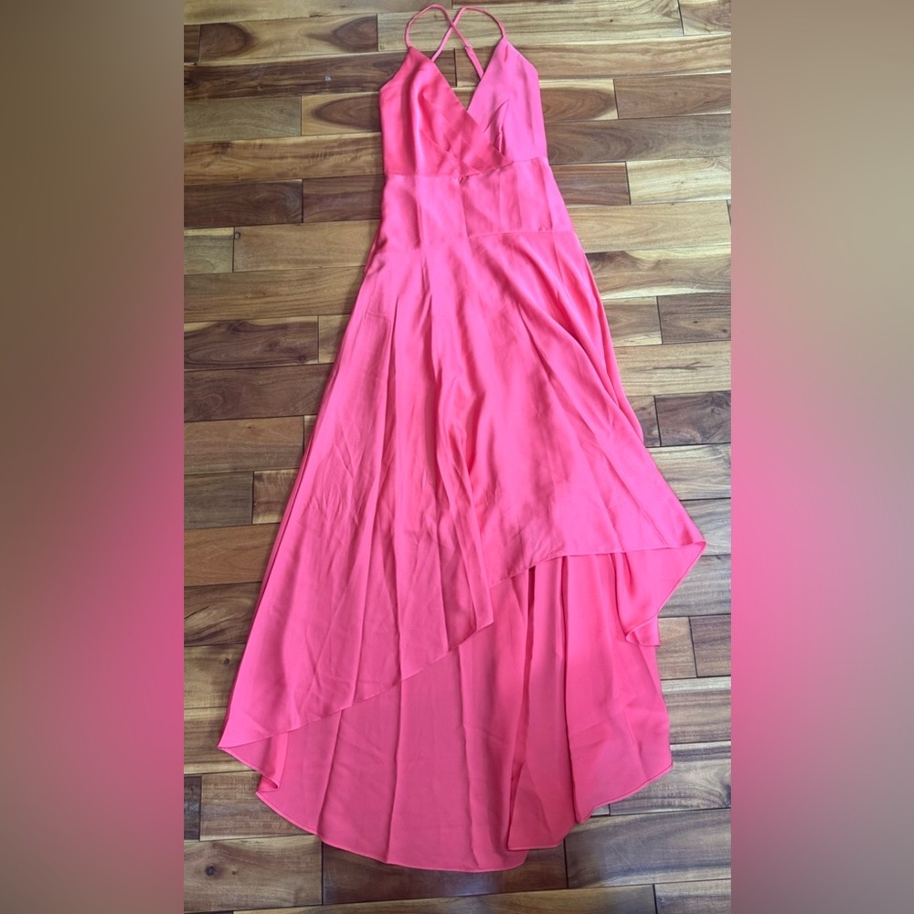 🆕 BCBGMaxAzria 6 ✨ adult strappyVibrant Pink High Low Dress NWT